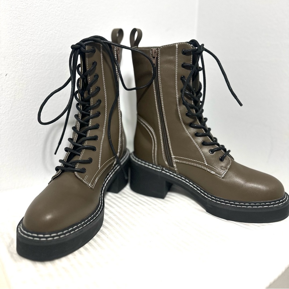 PRINCESS POLLY COMBAT BOOTS OLIVE GREEN.
